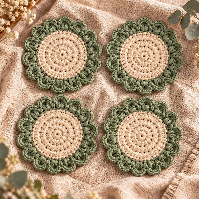 Christmas Coasters — Crochet Pattern