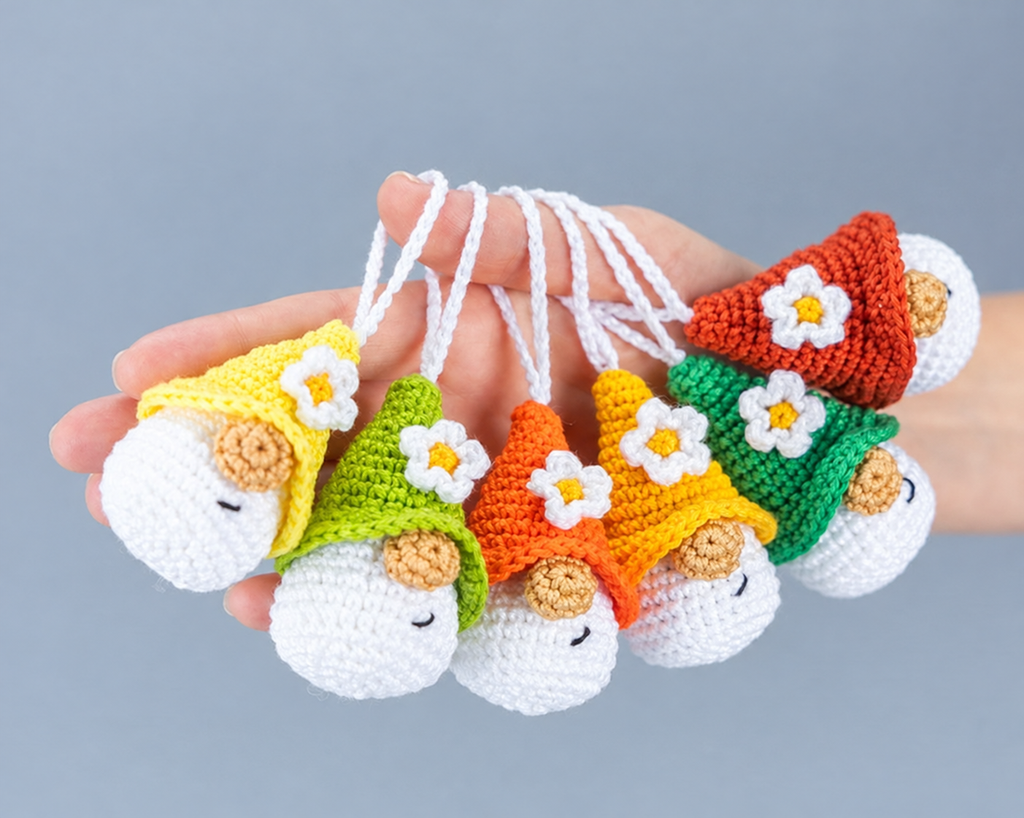Flower Gnome Keychain — Crochet Pattern
