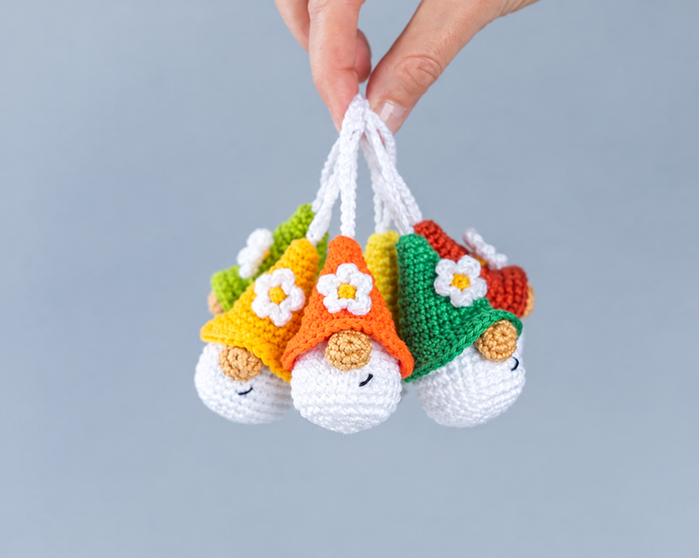 Flower Gnome Keychain — Crochet Pattern