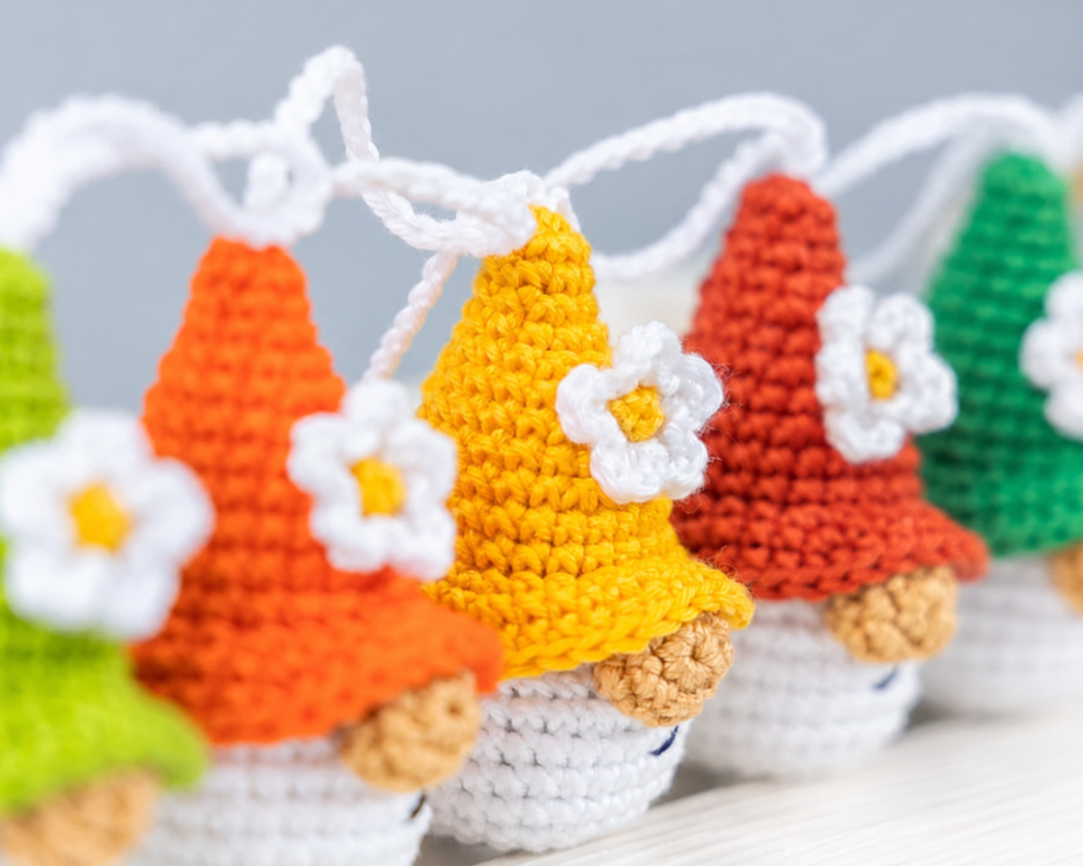 Flower Gnome Keychain — Crochet Pattern