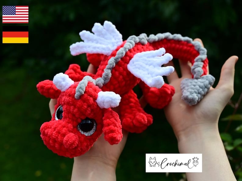 Fern the Dragon — Crochet Pattern (German PDF + Bonus)