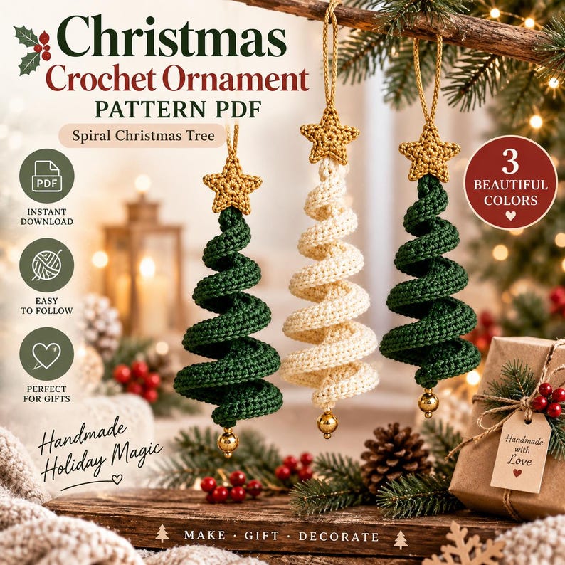 Spiral Christmas Tree Ornament — Crochet Pattern