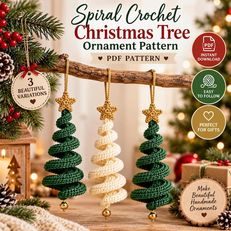 Spiral Christmas Tree Ornament — Crochet Pattern