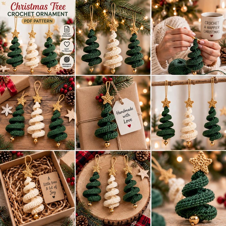 Spiral Christmas Tree Ornament — Crochet Pattern