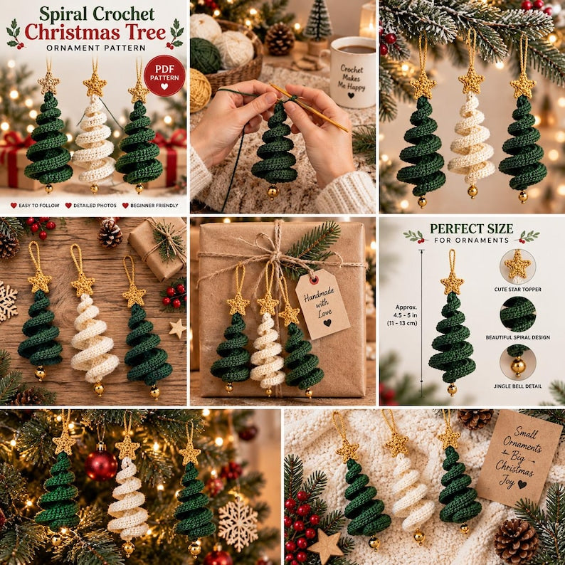 Spiral Christmas Tree Ornament — Crochet Pattern