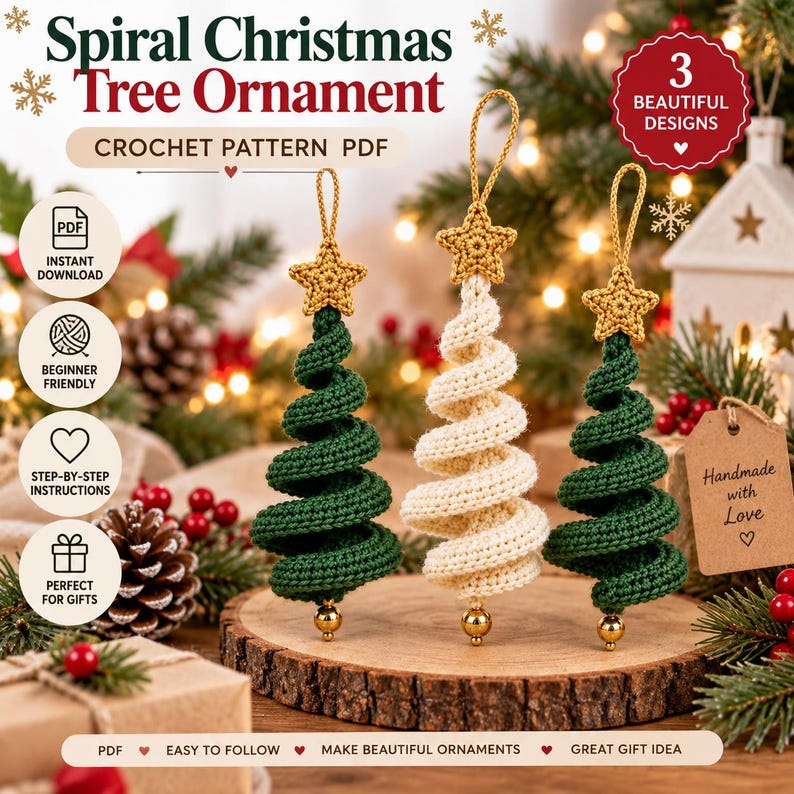 Spiral Christmas Tree Ornament — Crochet Pattern